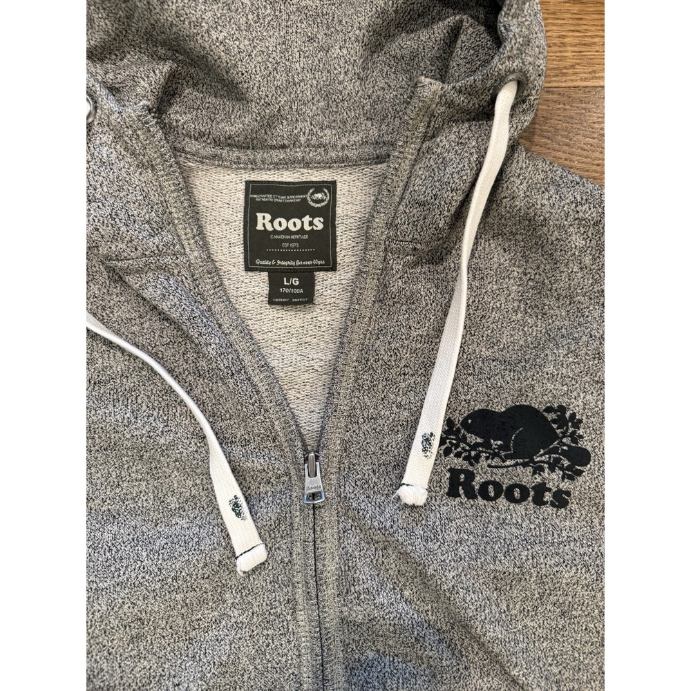 Roots Canada Tracksuit Sweatsuit Zip Hoodie Joggers Grey Men's Large 2 Piece Set - Picture 3 of 8
